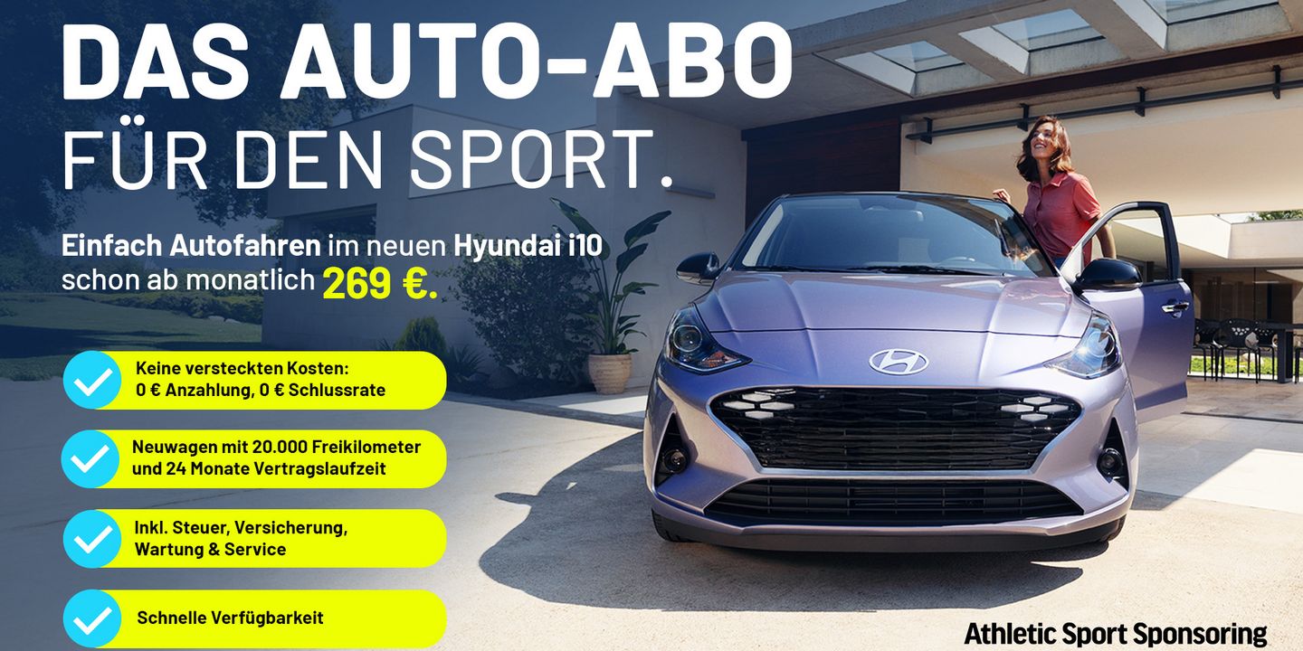 Das Auto-Abo von Athletic Sport Sponsoring + Hyundai i10 Prime