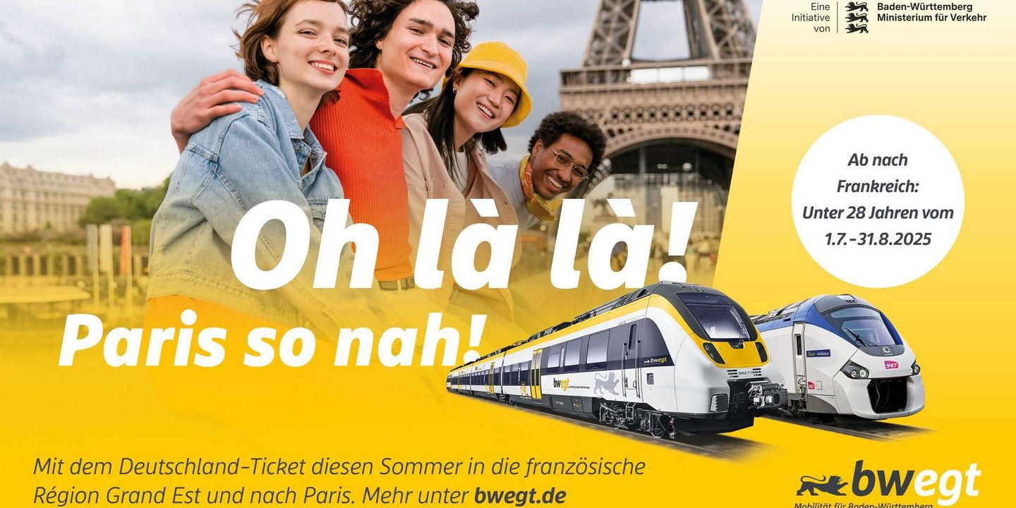 Deutsch-französische Freundschaft: D-Ticket JugendBW gilt auch im französischen Raum